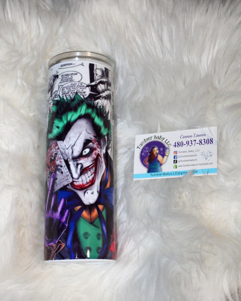 20oz JOKER SKINNY TUMBLER W/ SLIDING LID & STRAW